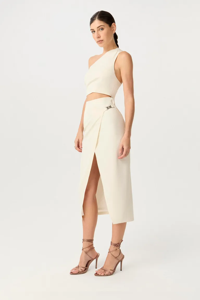 Pollera de alta costura en diseño minimalista y apertura lateral de Markova en Faldas para argentina
