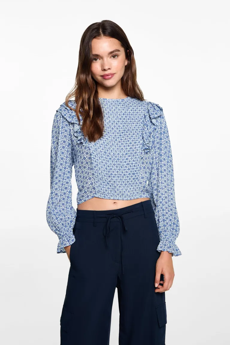 Blusa estampada volantes de Mango Teen en Blusas para argentina