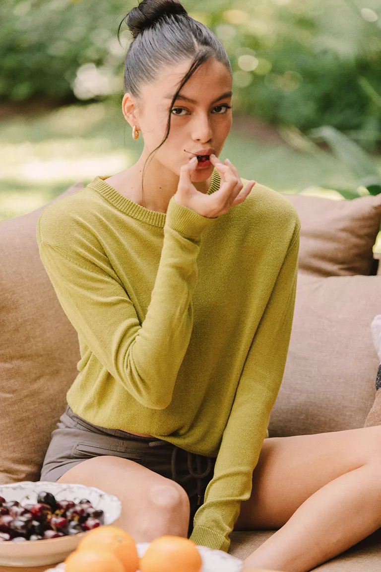 Suéter holgado de punto fino en tono verde para mujer de Sofia Sarkany en Buzos y Sweaters para argentina