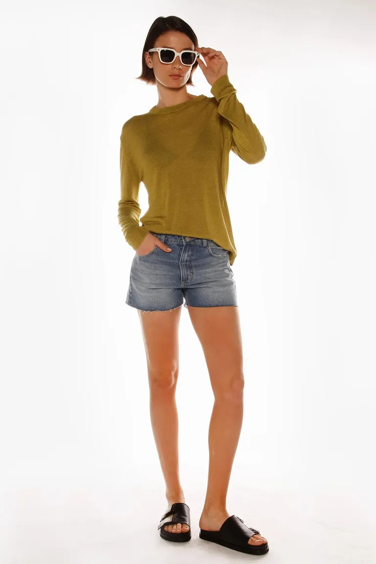 Suéter holgado de punto fino en tono verde para mujer de Sofia Sarkany en Buzos y Sweaters para argentina