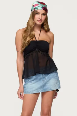 Top halter babydoll gasa transparente de Edikted en Tops para argentina