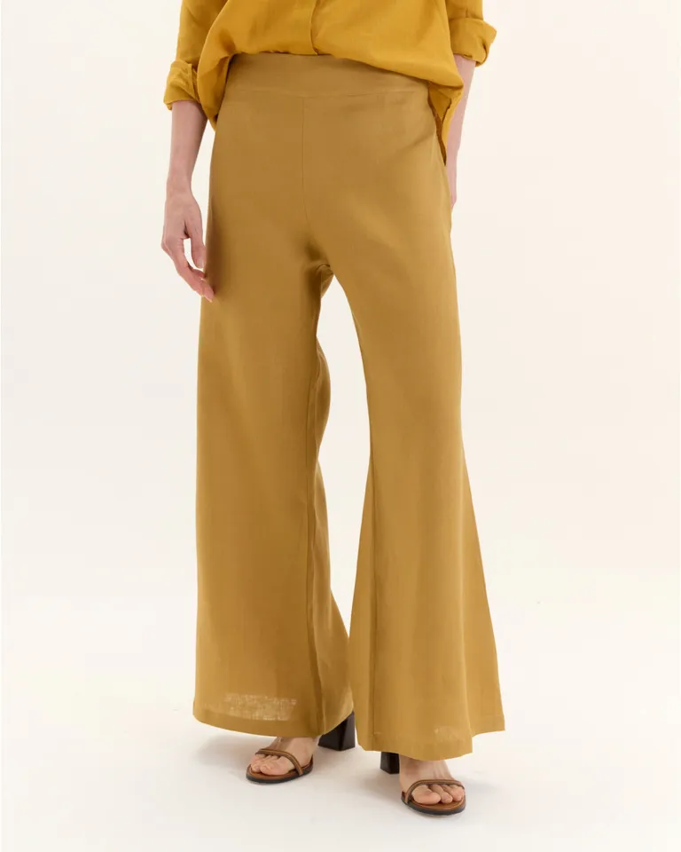 Pantalón de lino de corte regular con cierre lateral en color rosa de Blue Sheep en Pantalones para argentina