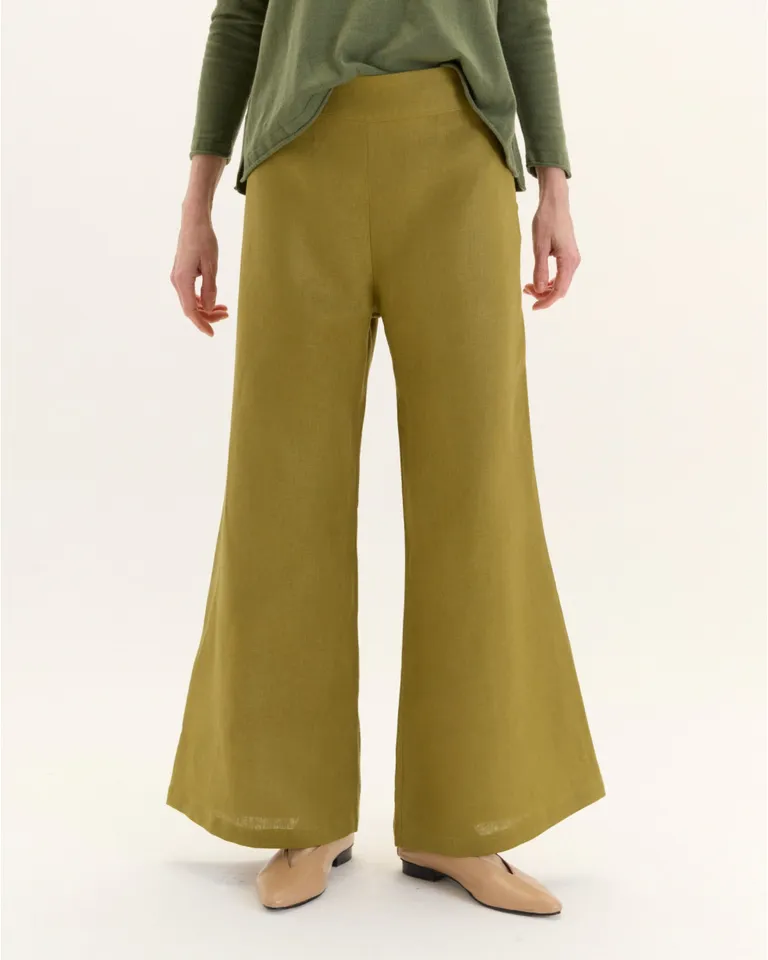 Pantalón de lino de corte regular con cierre lateral en color rosa de Blue Sheep en Pantalones para argentina