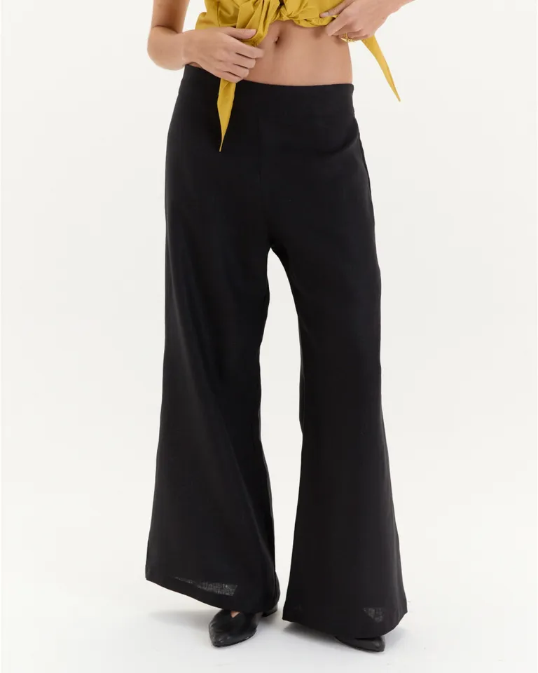 Pantalón de lino de corte regular con cierre lateral en color rosa de Blue Sheep en Pantalones para argentina