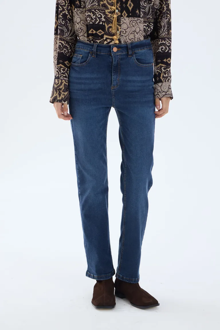 Pantalón de jean con calce recto y tiro medio para mujer de Portsaid en Pantalones para argentina