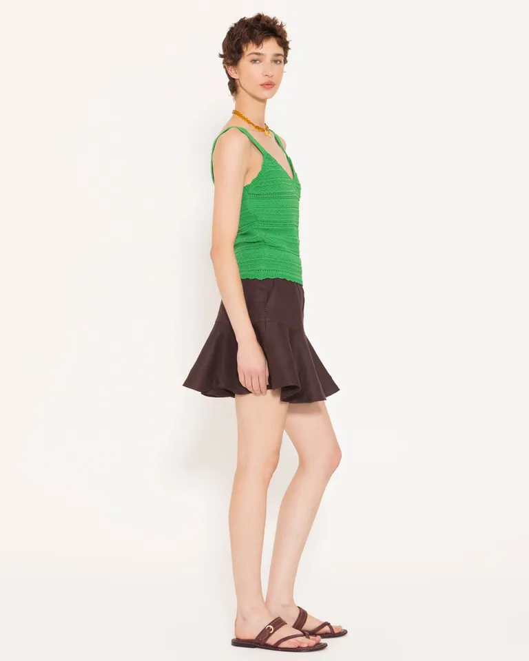 Top verde de punto calado con diseño ajustado para mujer de Jazmin Chebar en Tops para argentina