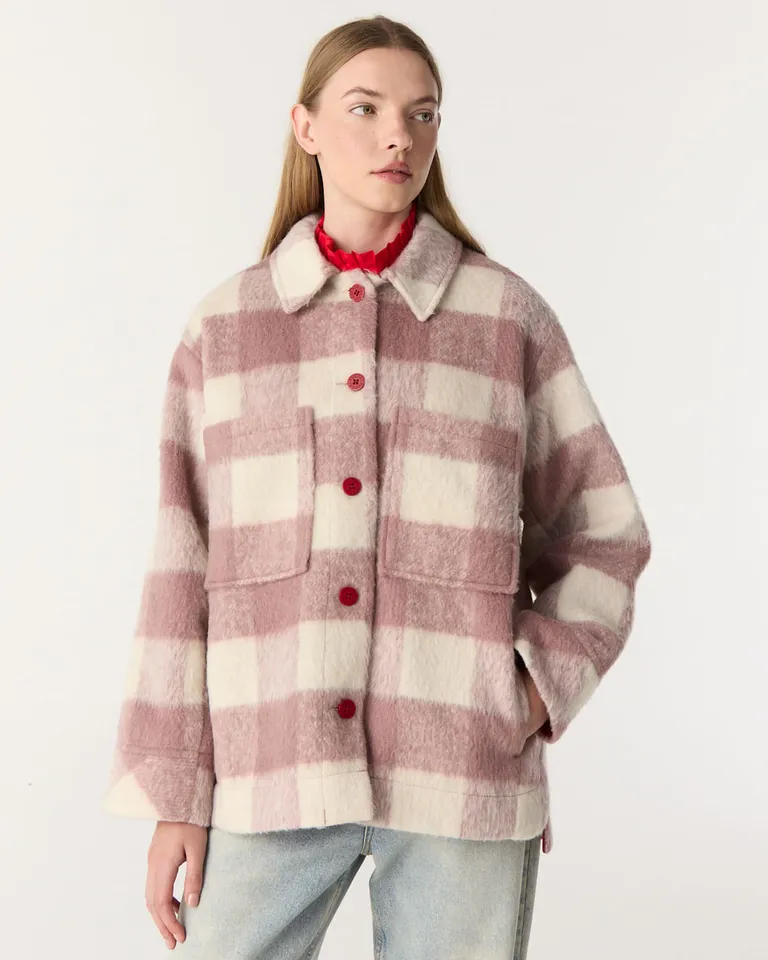 Camisaco de paño con diseño a cuadros y botones frontales de calce recto de Furzai en Chaquetas para argentina