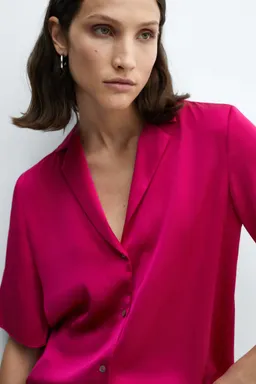 Camisa satinada manga corta de Mango en Camisas para argentina