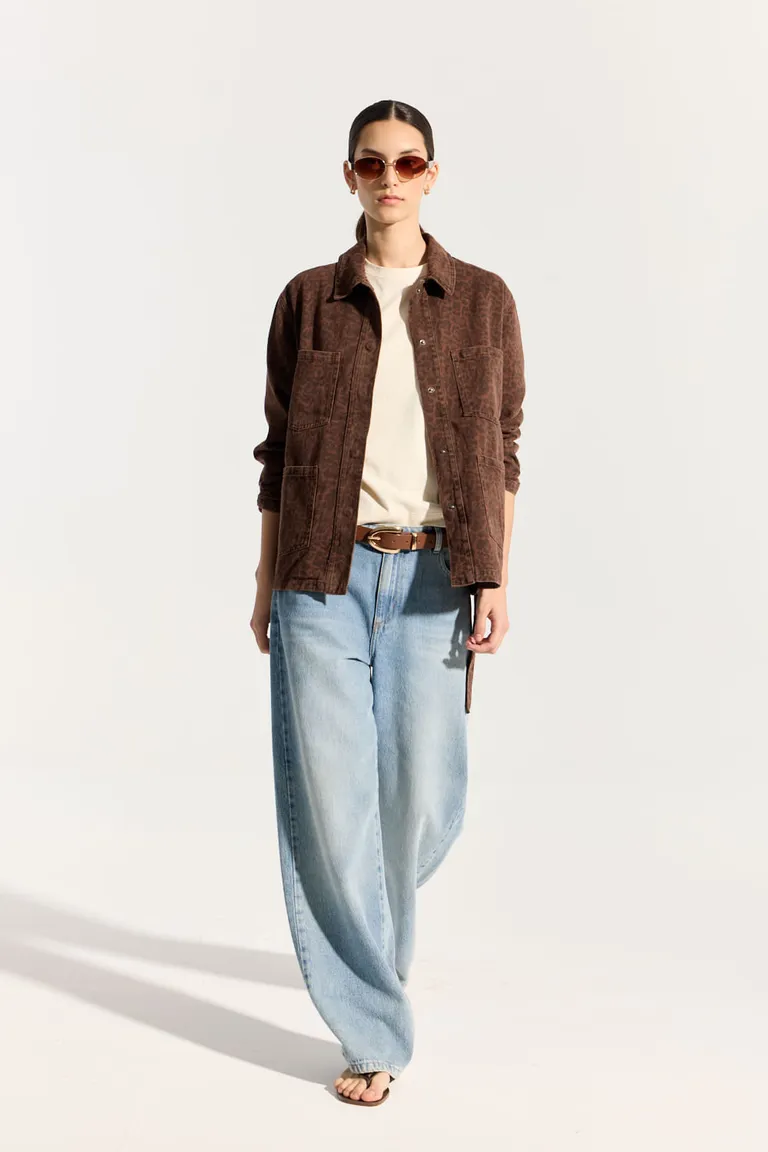 Camisa de manga larga con estampado animal print y lazo en la cintura de Portsaid en Camisas para argentina