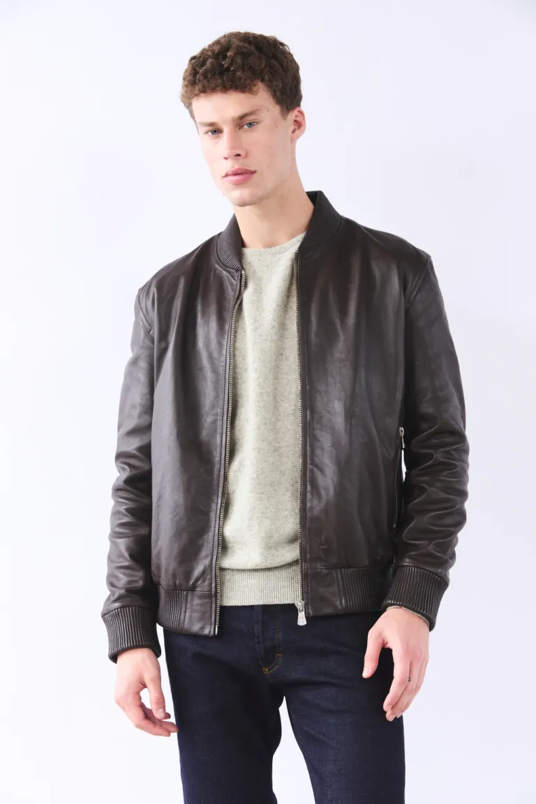Campera de cuero negra tipo bomber para hombre de Bensimon en Abrigos y Camperas para argentina