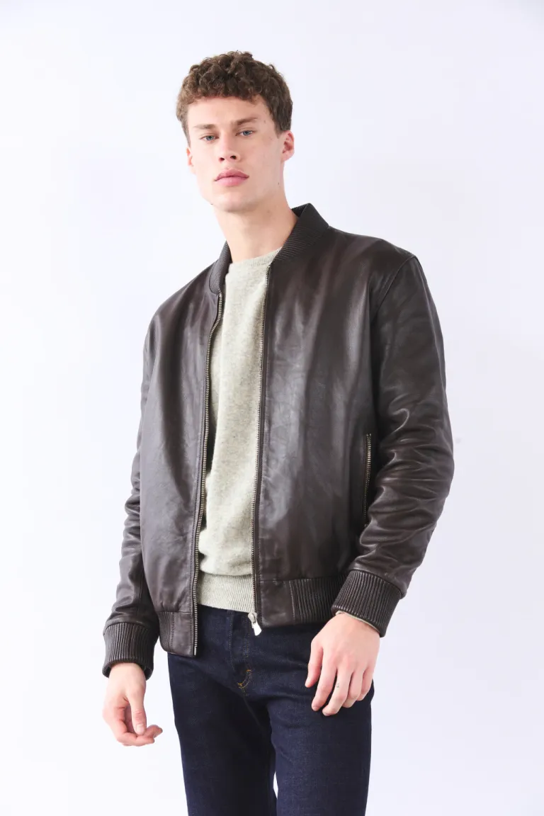 Campera de cuero negra tipo bomber para hombre de Bensimon en Abrigos y Camperas para argentina