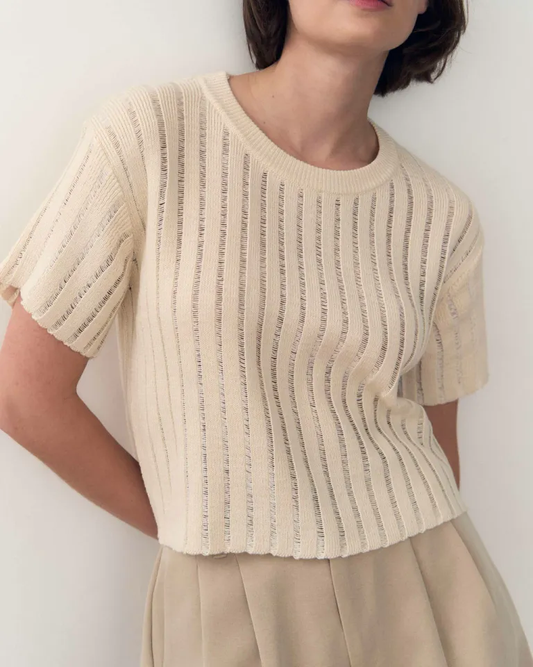 Tejida Remera Calada de Algodón para Mujer de Sky en Remeras para argentina