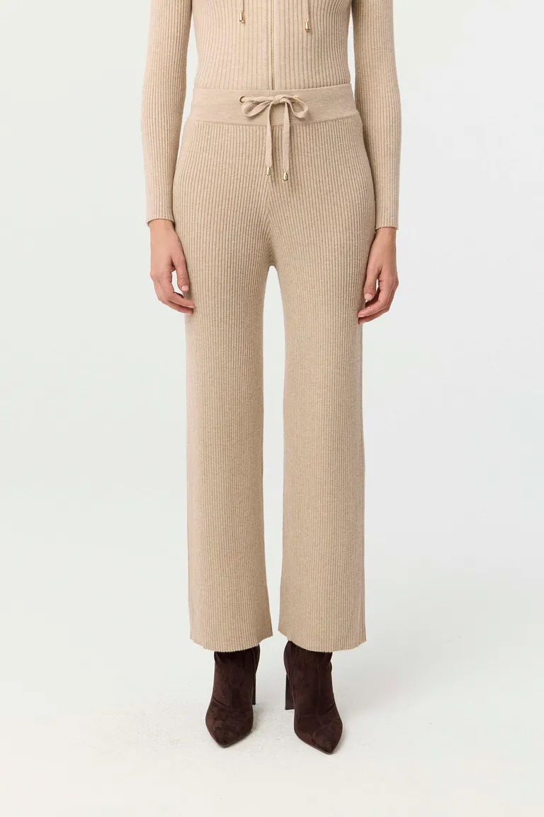 Pantalón tejido de tiro alto con lazo ajustable en cintura y silueta de pierna relajada de Markova en Pantalones para argentina