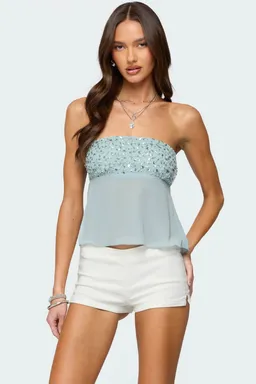 Top chiffon beadie sin breteles de Edikted en Tops para argentina