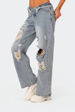 Jeans boyfriend desgastados doblados de Edikted en Pantalones para argentina