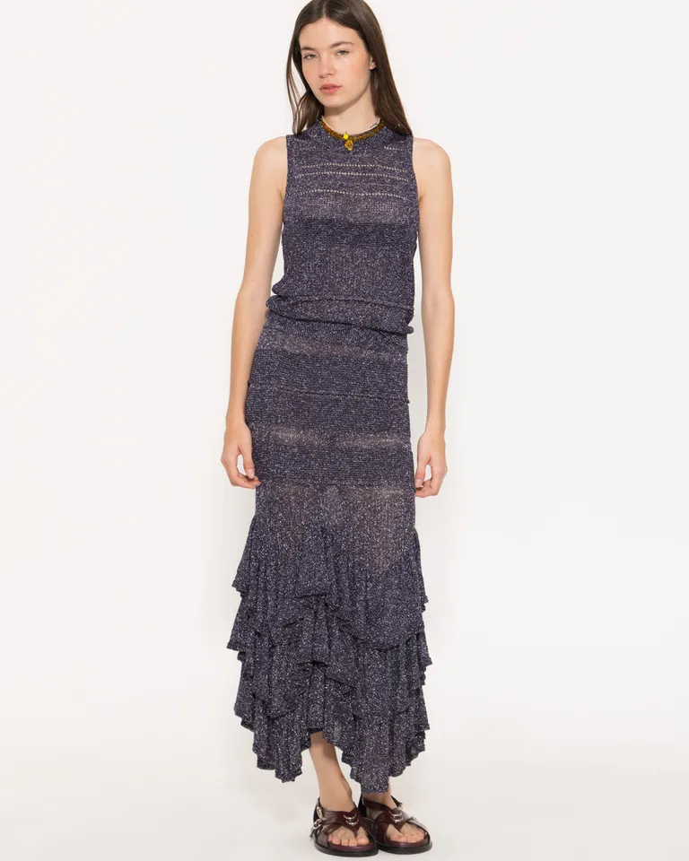 Falda hasta los tobillos con acabado brillante y texturizado de Jazmin Chebar en Faldas para argentina