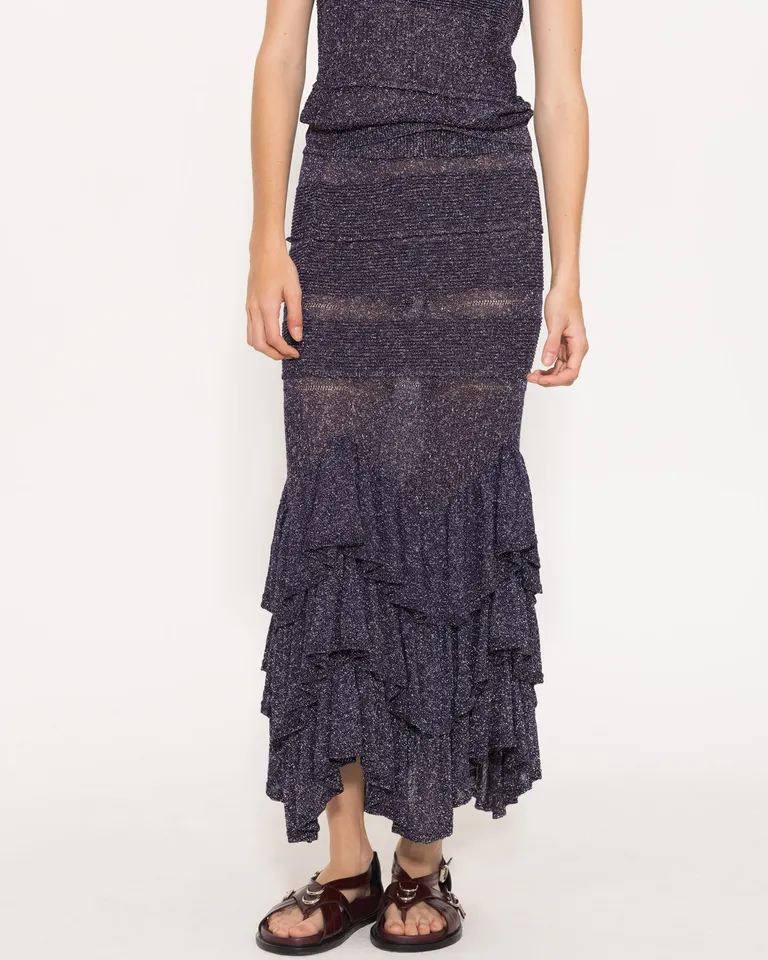 Falda hasta los tobillos con acabado brillante y texturizado de Jazmin Chebar en Faldas para argentina