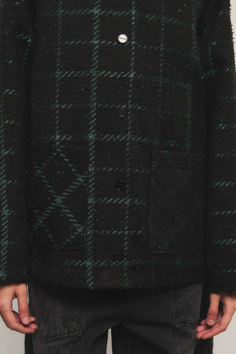 Saco de corte oversize con cuello texturizado y cierre mediante broches personalizados de Kosiuko en Chaquetas para argentina