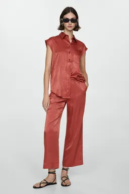 Camisa satinada con lazo de Mango en Camisas para argentina