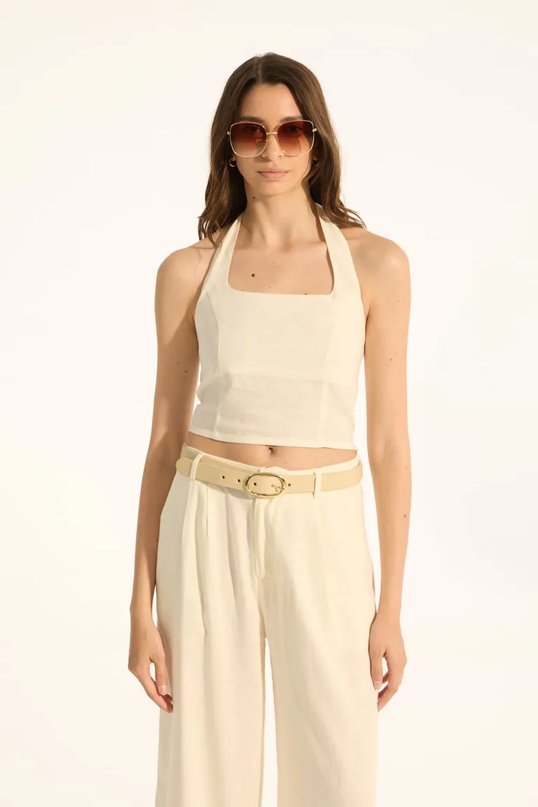 Top de lino y viscosa con cierre lateral invisible y regulación de breteles de Portsaid en Tops para argentina