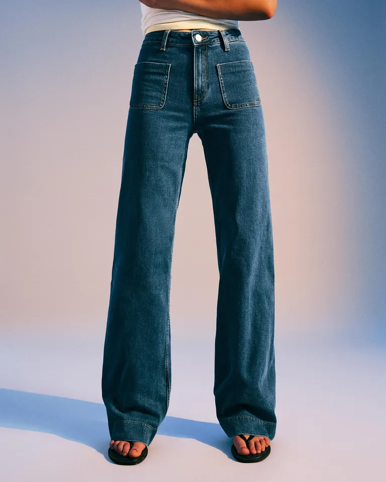 Jeans wide leg sin costuras de Bershka en Pantalones para argentina