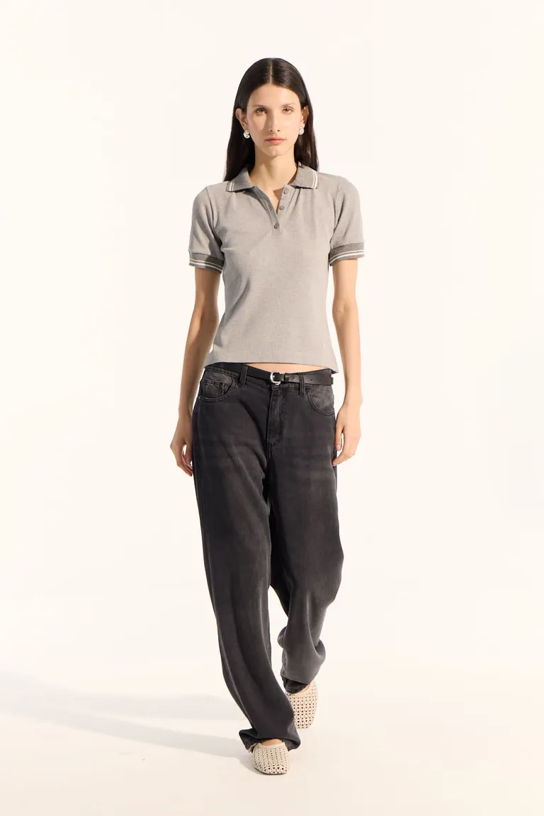 Remera polito de calce regular y manga corta con detalles tejidos de Portsaid en Remeras para argentina