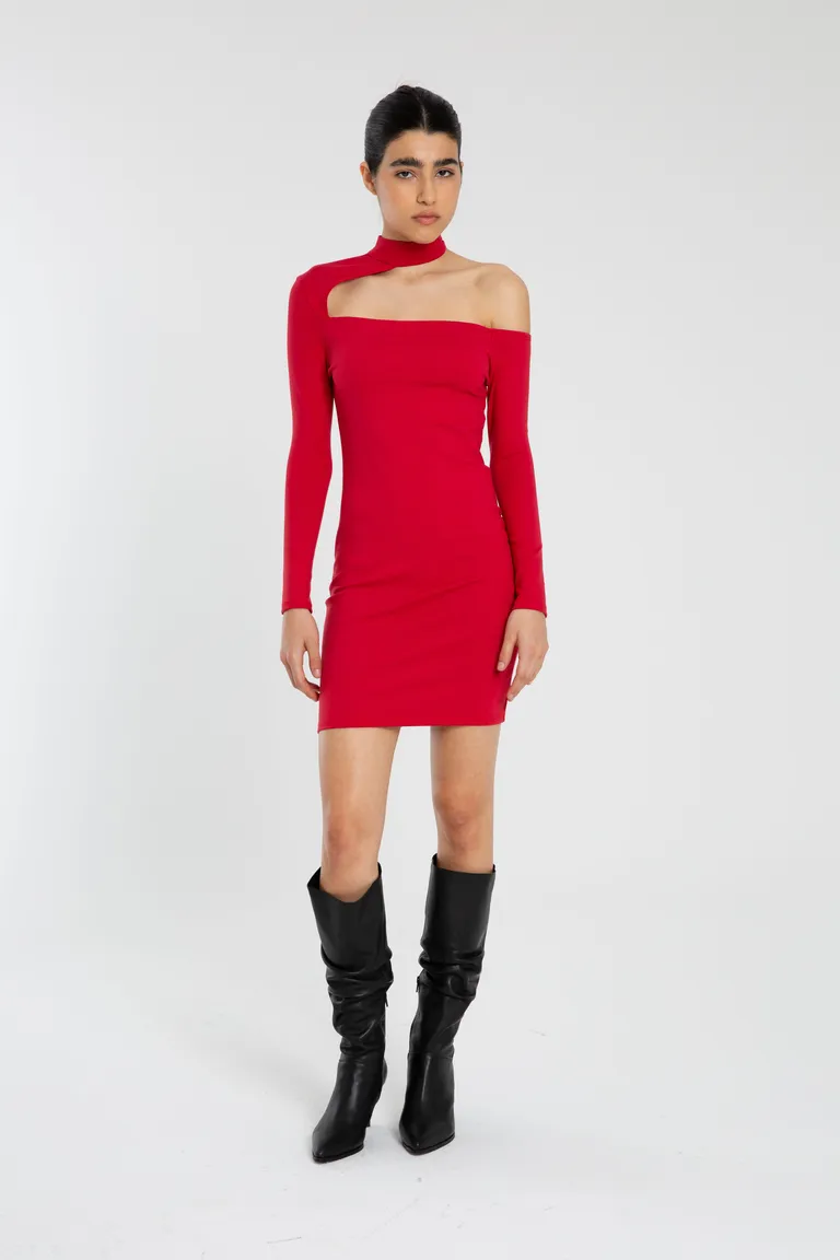 Vestido de punto sin hombros de diseño contemporáneo y ajuste ceñido de Naíma en Vestidos para argentina