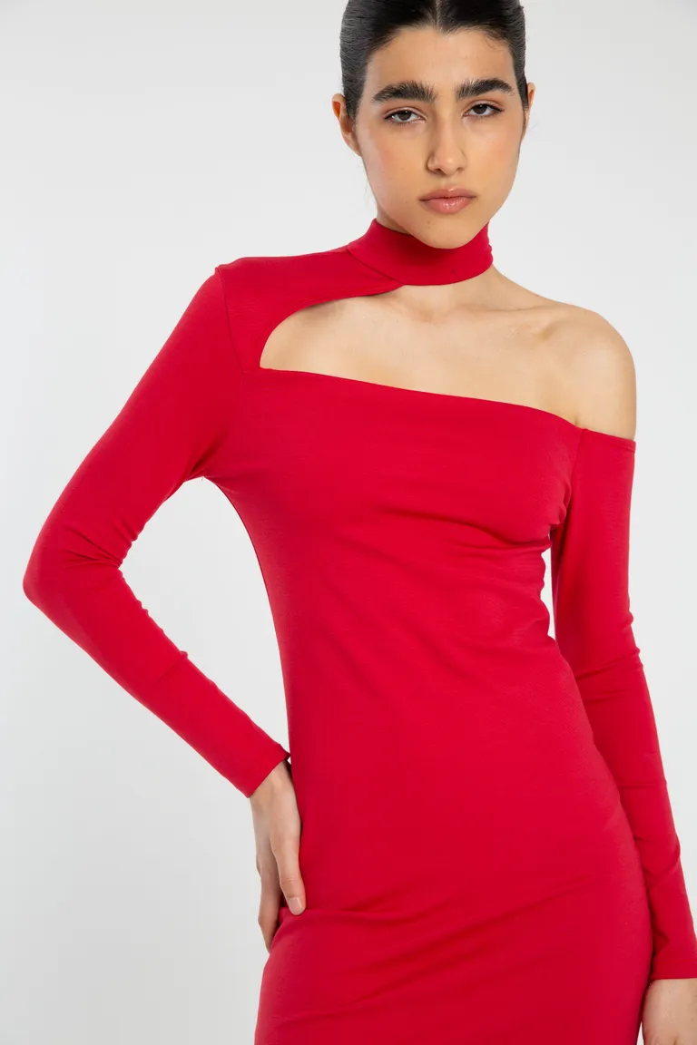 Vestido de punto sin hombros de diseño contemporáneo y ajuste ceñido de Naíma en Vestidos para argentina