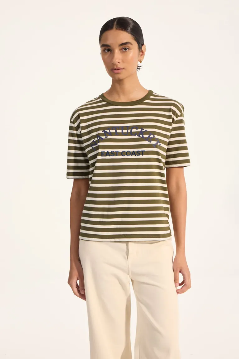 Remera de Algodón con Diseño de Rayas Neutras para Mujer de Portsaid en Remeras para argentina