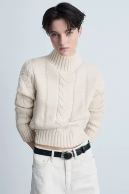 Jersey trenzado cuello perkins de Mango en Buzos y Sweaters para argentina