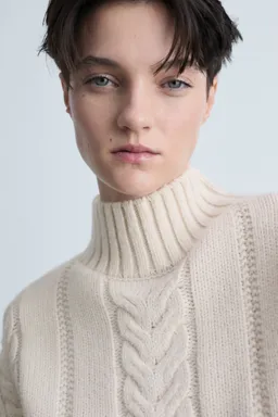 Jersey trenzado cuello perkins de Mango en Buzos y Sweaters para argentina