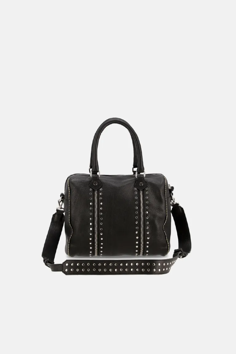 Mini bolso boxy con tachas, cierres metálicos, manijas cortas y correa larga desmontable ajustable de Justaosadia en Bolsos y Carteras para argentina