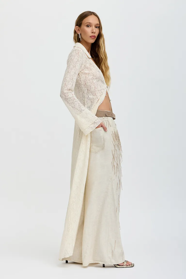 Pantalón Mikela Tulum lino runway: Elegancia y expresión artesanal en una prenda exclusiva de Tucci en Pantalones para argentina