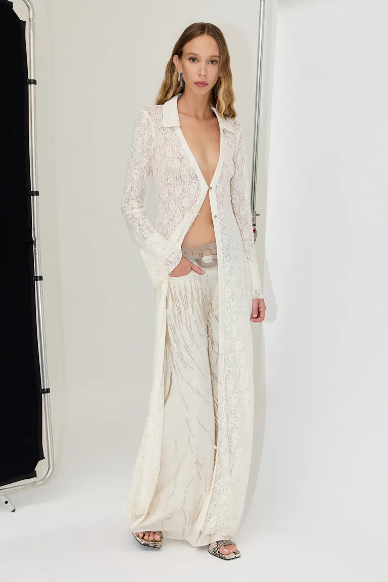 Pantalón Mikela Tulum lino runway: Elegancia y expresión artesanal en una prenda exclusiva de Tucci en Pantalones para argentina