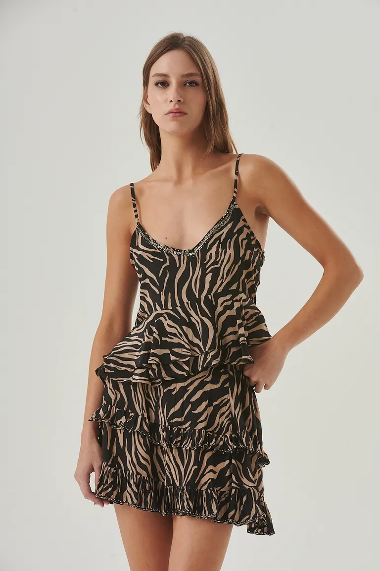 Blusa de diseño con escote en V y estampado animal print de Sweet en Blusas para argentina