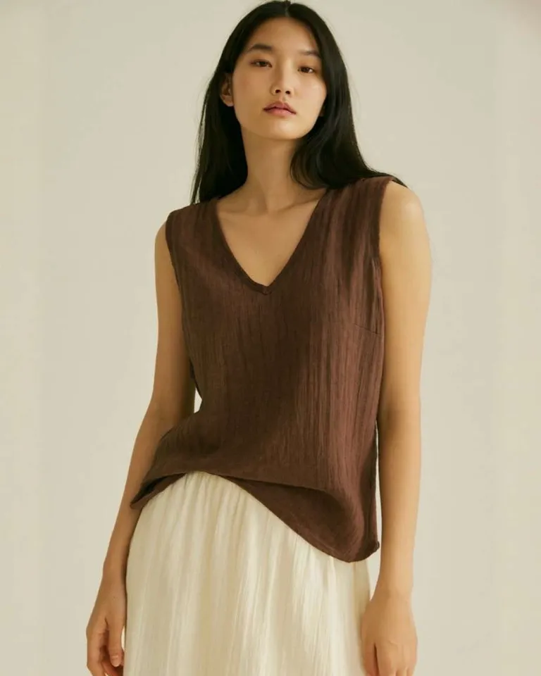 Top de Escote en V con Fruncido en la Espalda de Hesed en Tops para argentina