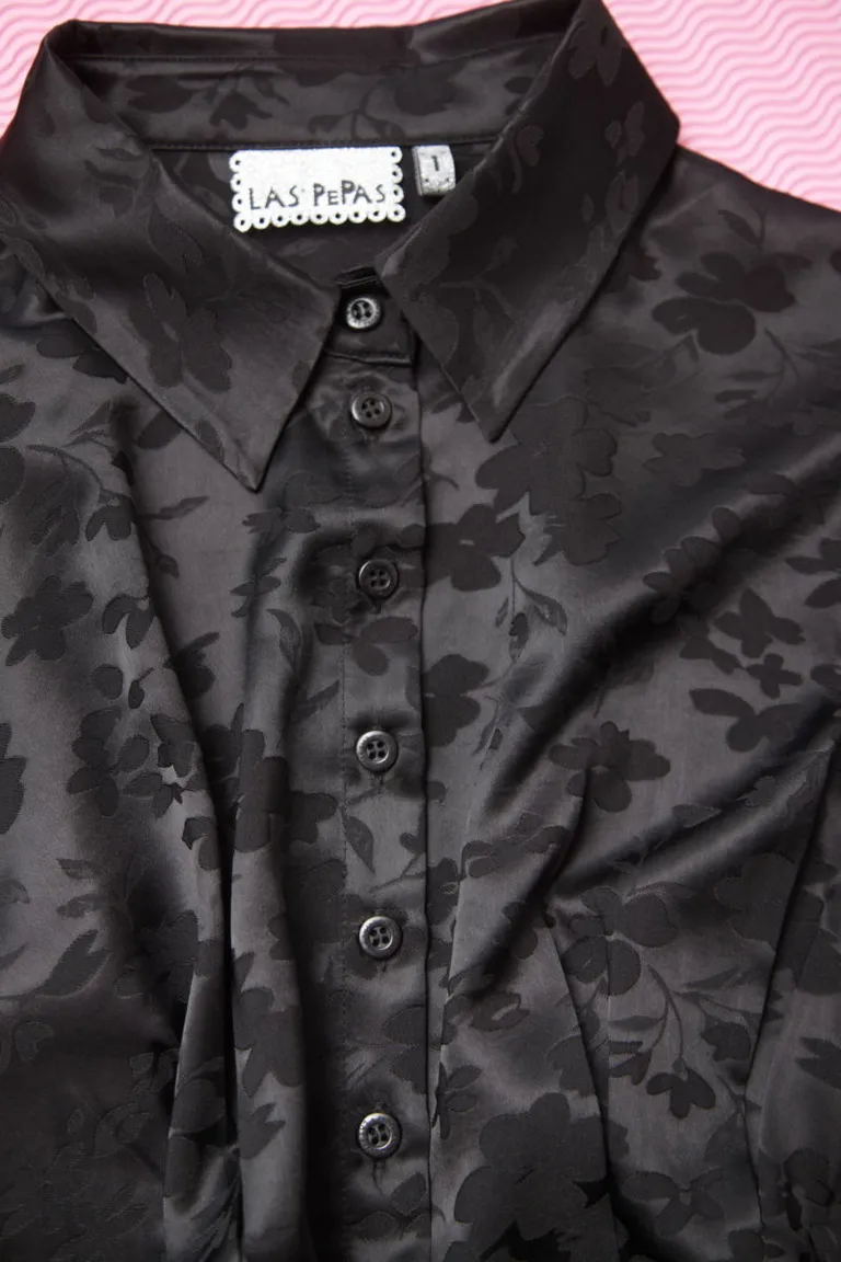 Camisa de manga larga con diseño floral jacquard y ajuste en espalda de Las Pepas en Camisas para argentina