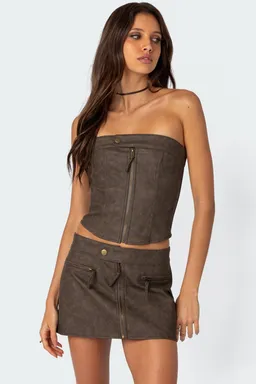 Corset cuero sintético ziva de Edikted en Tops para argentina