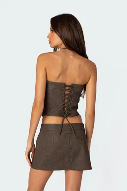 Corset cuero sintético ziva de Edikted en Tops para argentina