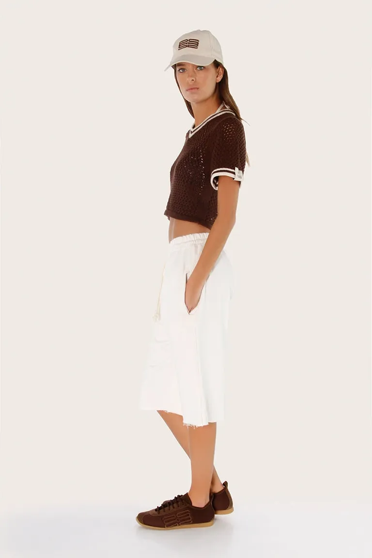 Bermudas blancas de algodón con cintura elástica y detalles distintivos de Sofia Sarkany en Pantalones para argentina