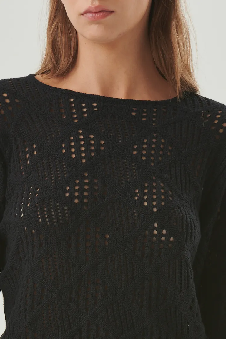 Sweater negro de diseño geométrico calado de corte relajado de Sweet en Buzos y Sweaters para argentina