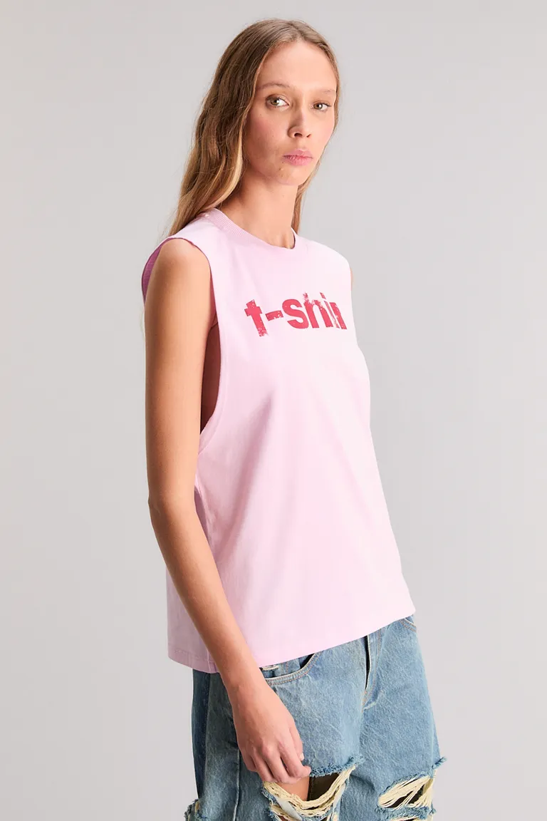 Remera mujer sin mangas con estampa en rosa de Kosiuko en Remeras para argentina