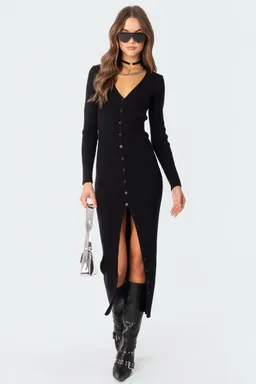 Maxivestido tejido con botones jazlyn de Edikted en Vestidos para argentina
