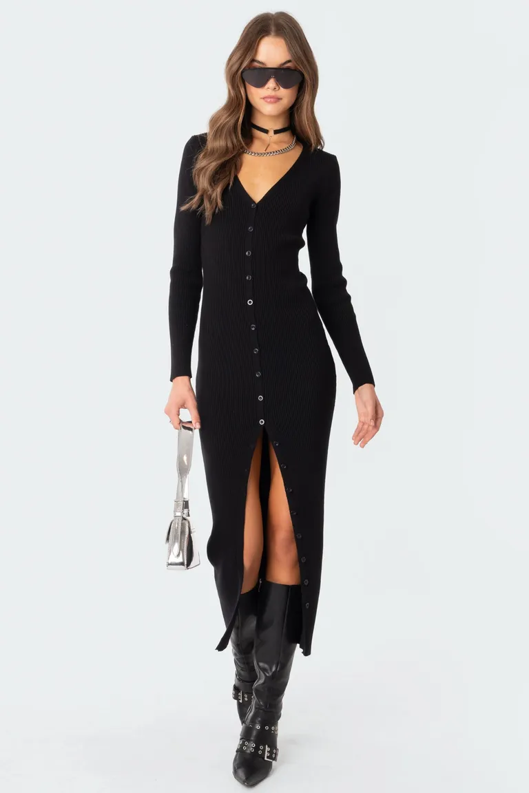 Maxivestido tejido con botones jazlyn de Edikted en Vestidos para argentina