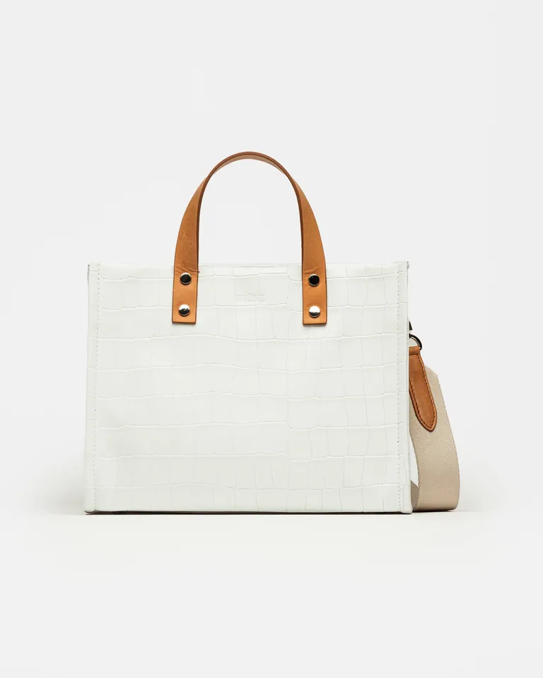 Cartera de mano en cuero grabado croco, elegante y moderna para usar a diario o de noche de Prüne en Bolsos y Carteras para argentina