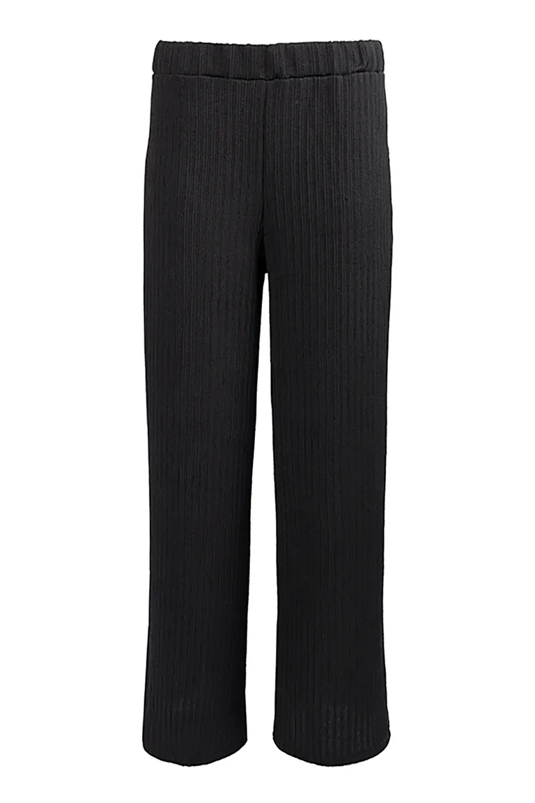 Pantalón negro con textura rayada y cintura elástica para mujer de Kill en Pantalones para argentina