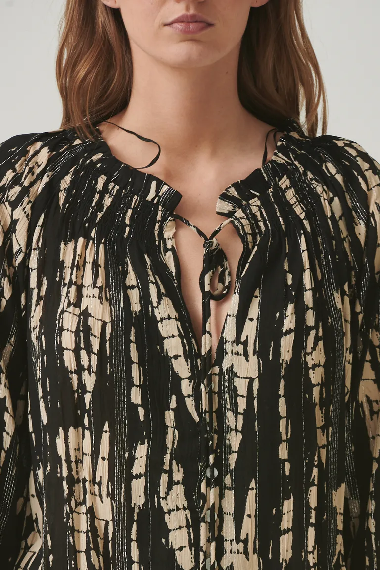 Blusa con estampado elegante, escote con lazo y mangas 3/4 de Sweet en Blusas para argentina