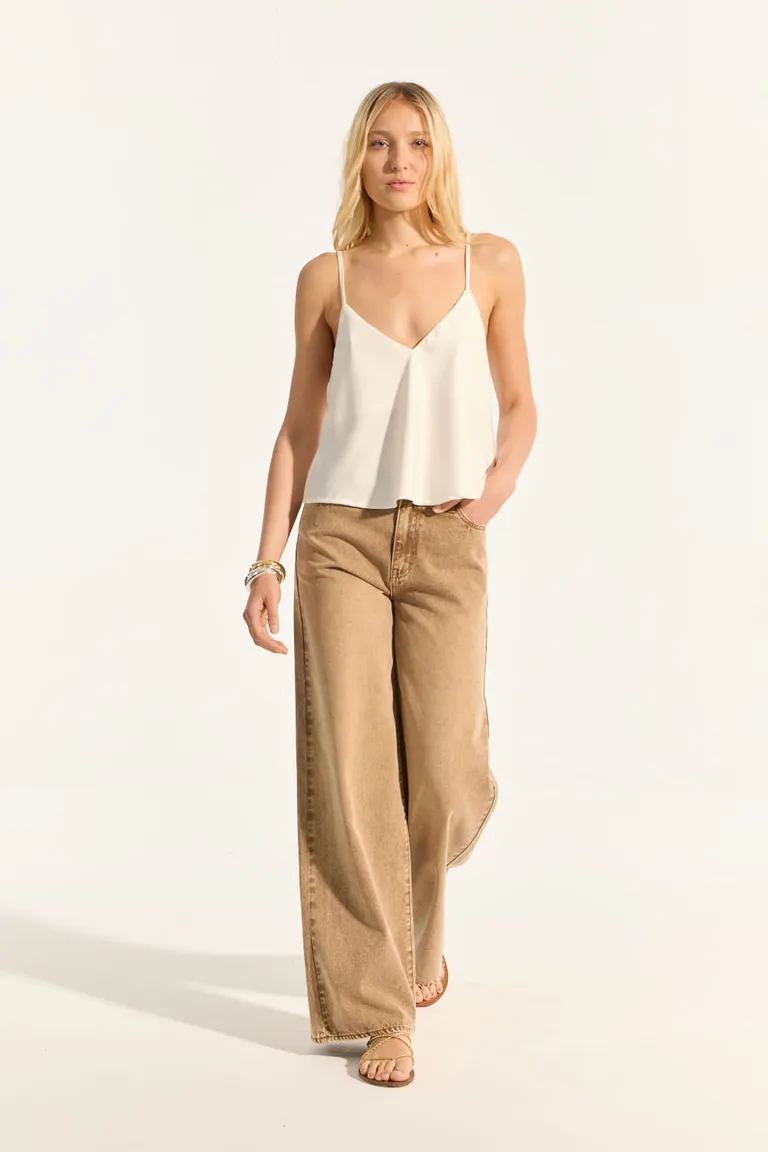 Top de estilo lencero con escote en V en frente y espalda de Portsaid en Tops para argentina