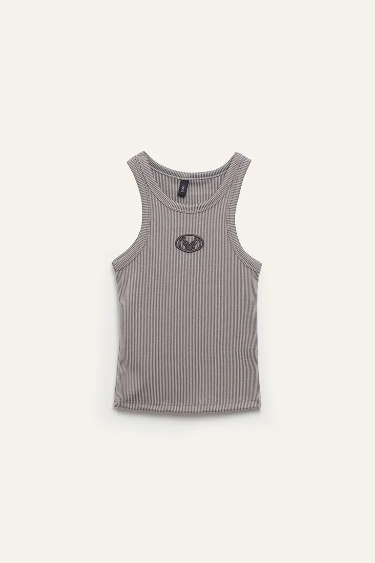 Musculosa de morley con escote halter y bordado frontal en relieve de calce ajustado de 47 Street en Tops para argentina