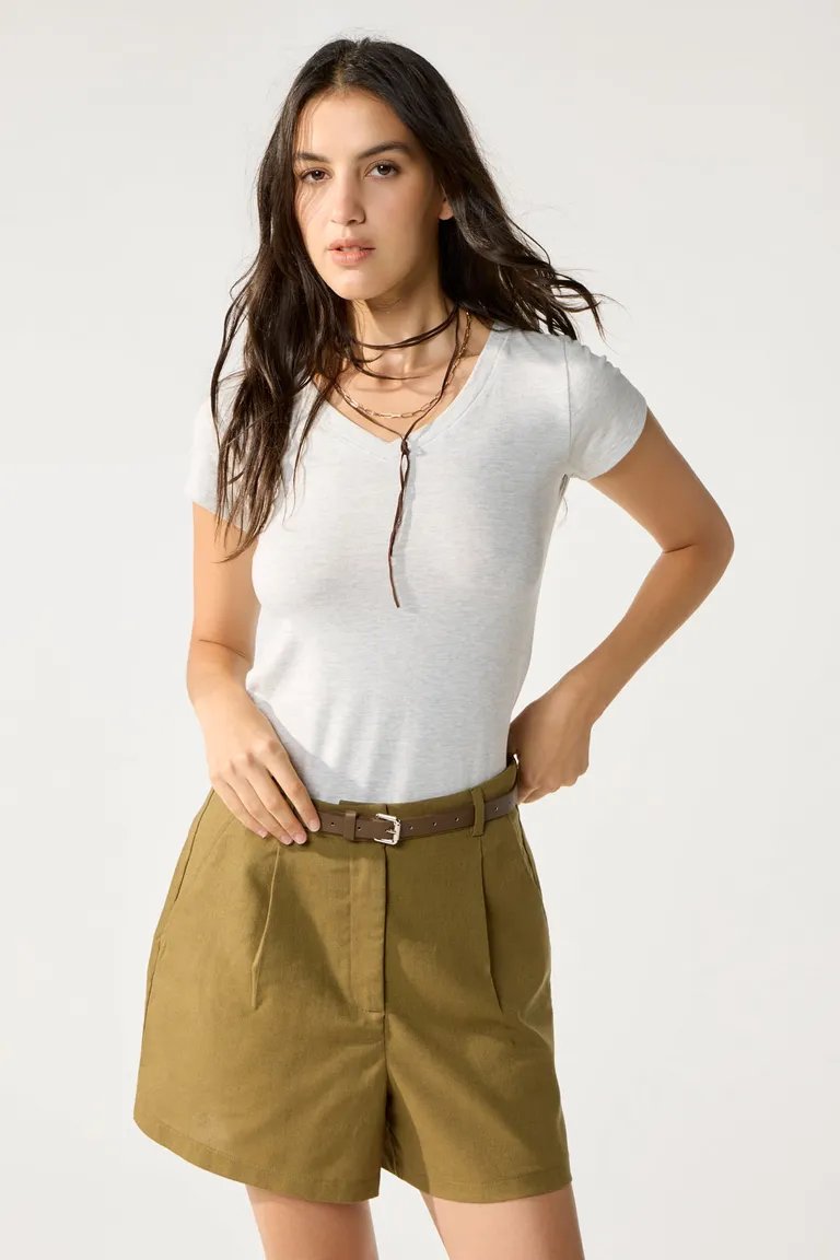 Remera de manga corta en jersey de algodón con escote en V de Cuesta Blanca en Remeras para argentina